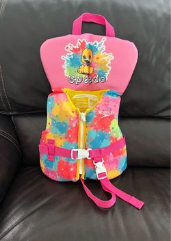 Speedo Infant PFD Pink Ducky Spots Pattern Colorful Swim Life Jacket Vest