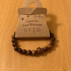 New Stretch Bracelet Mushroom Wood Beads Black Rosewood And Made By Hand 