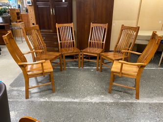Mission Style Solid Wood Dining Chairs (Set of 6)