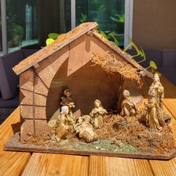 Vintage Nativity Scene Set Made In Italy Christmas Jesus 12"X17"X10"