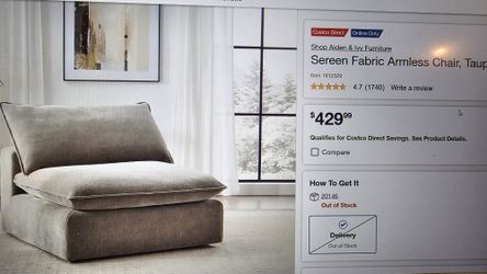 Sereen Fabric Armless Chair, Taupe