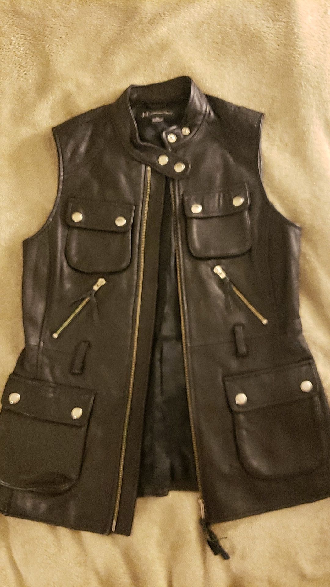 Leather vest jacket