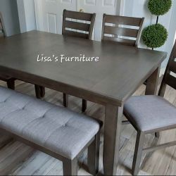 Dining Table With Four Matching Chairs And Bench 