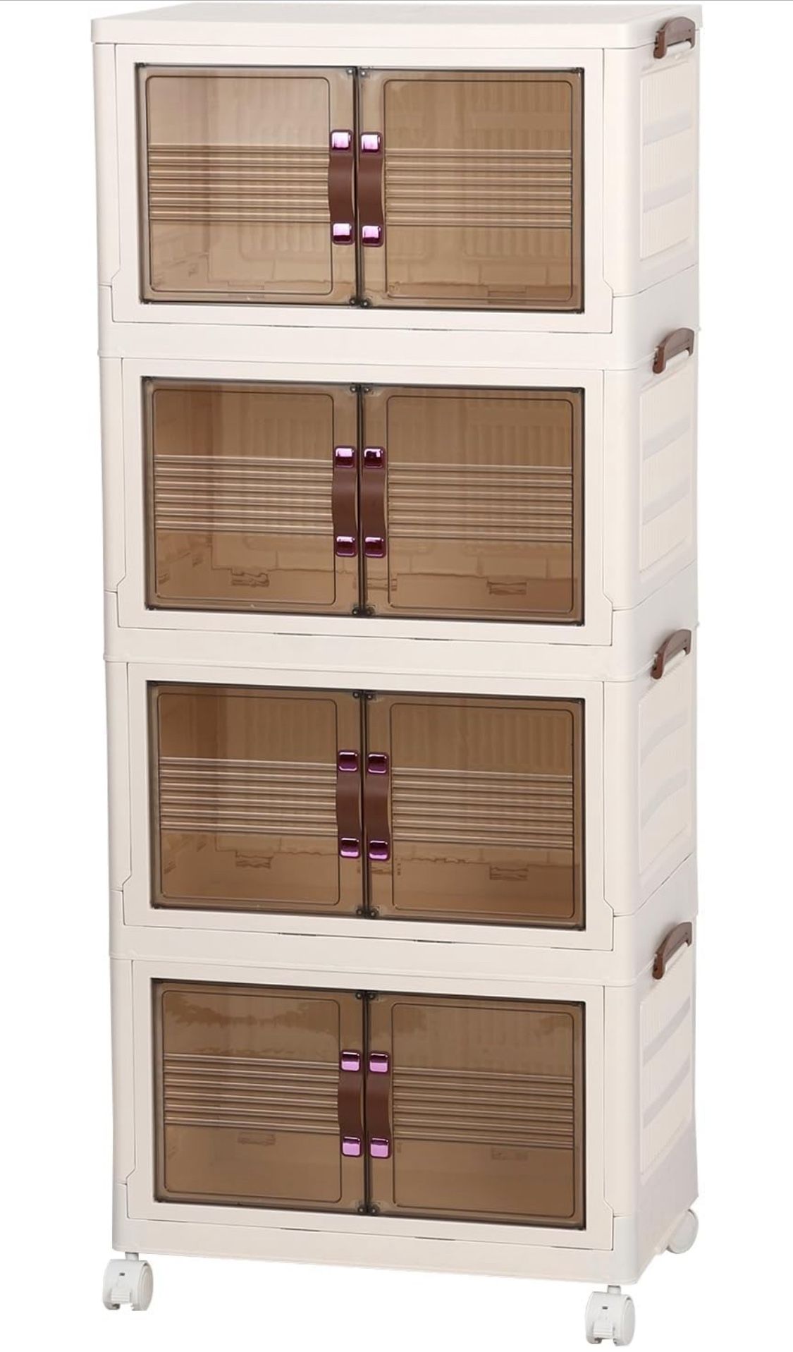 4 Tier Storage Bins with Lids, Plastic Stackable Storage