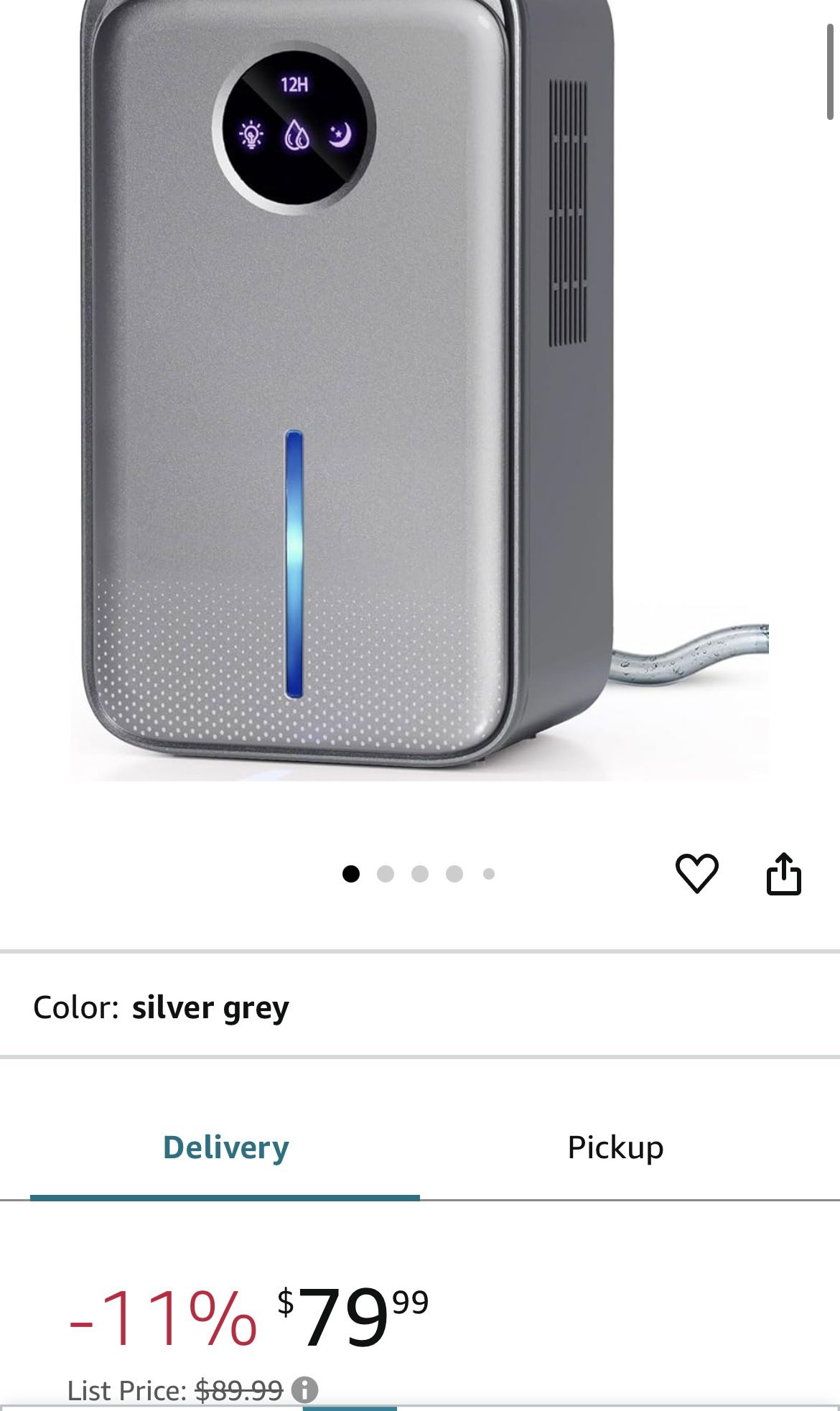 New In Box Dehumidifeir With Drain Hose8-12-24H Timer with Auto Shut Off for Home Bathroom Basement Kitchen(silver grey)