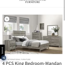 New King Bedroom Set 4 Pieces 