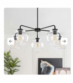 5-Light Black Sputnik Chandelier with Globe Shades