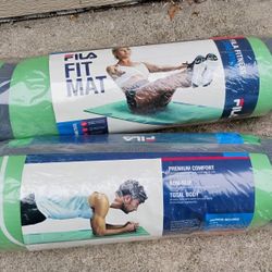FILA 2pk Accessories Yoga Mat 10mm - Classic Exercise Mat with Carrying Strap Sling fold His and Hers
