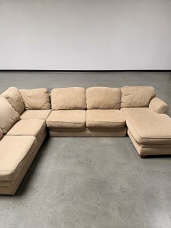 Modern Beige Sectional Sofa with Double Chaise | Oversized | Modular