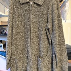 Brown Knit Zip Up Jacket