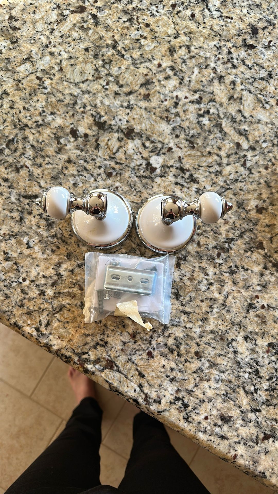 Chrome And Ceramic Towel Bar Ends With Hardware