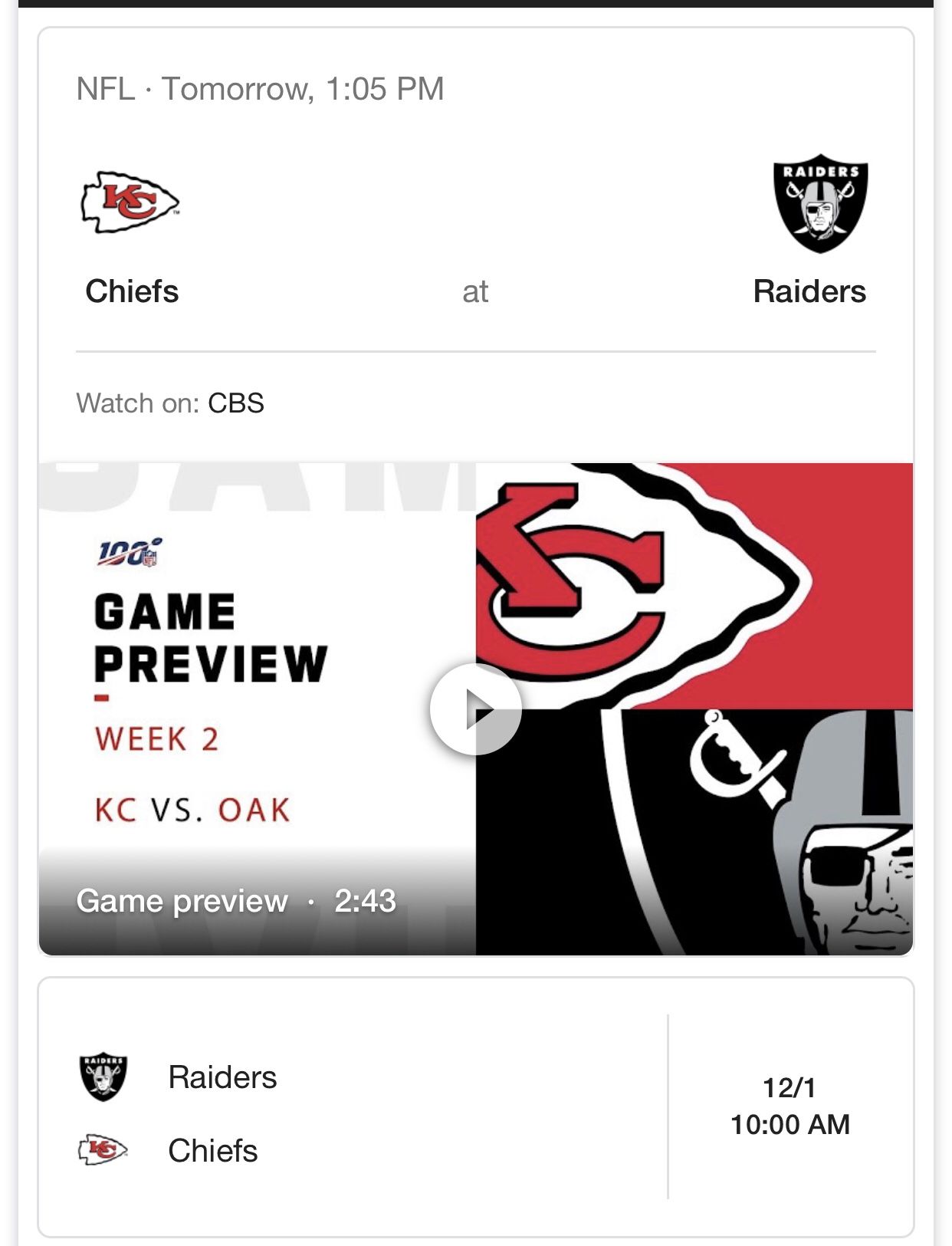 Raiders vs Chiefs tickets! Section 148 row 17 seats 3,4 150 each