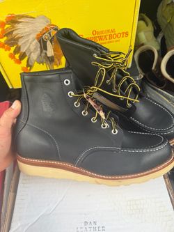 Chippewa USA Black Leather Moc Toe Boots