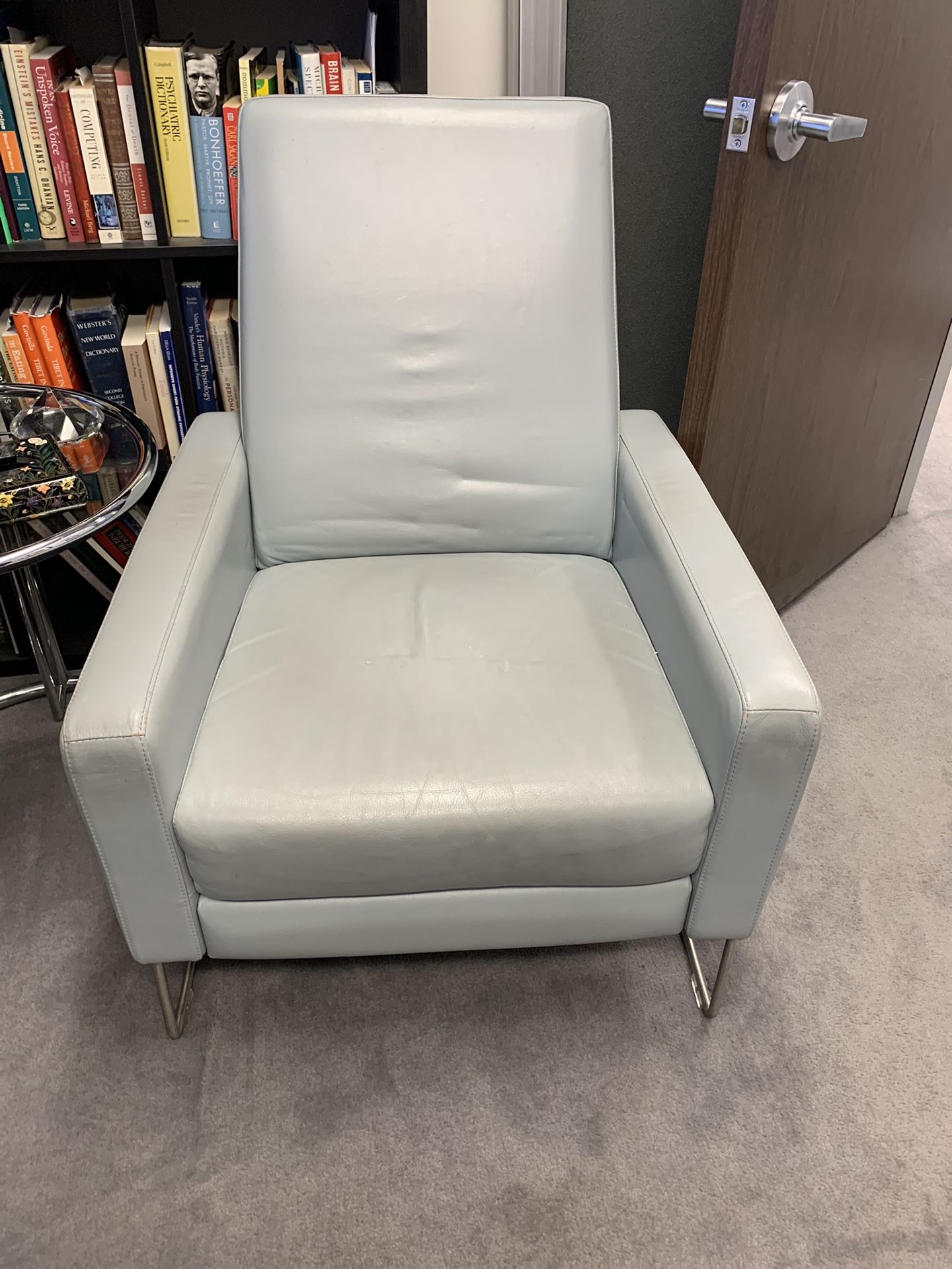 Design Within Reach Flight “Pale Blue” Genuine Leather Recliner