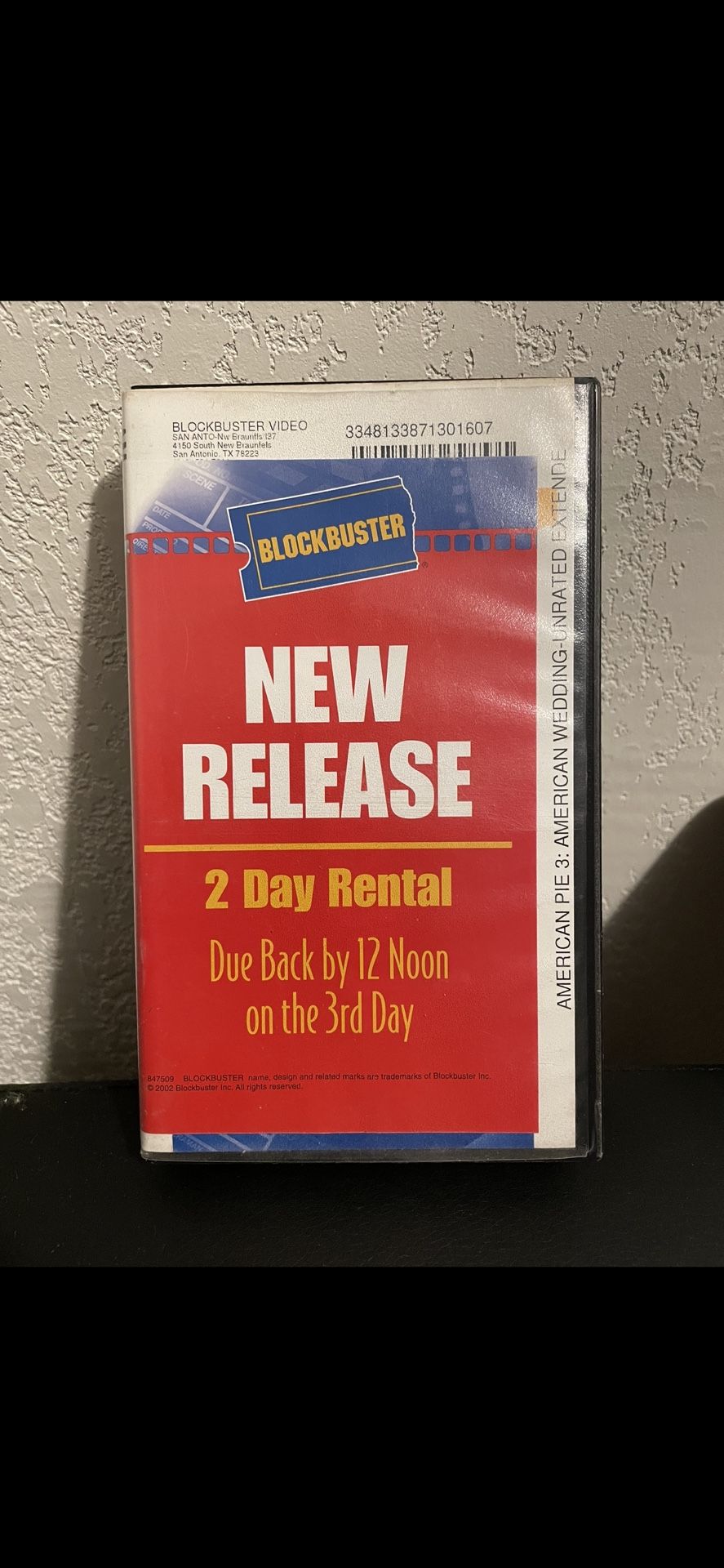 Blockbuster Rental American Pie 3-American Wedding Unrated VHS