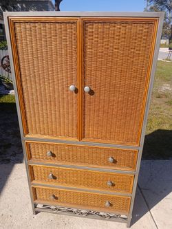 Pier One Imports Natural Wicker Armoire 