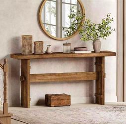 F2317 new assembled 63-Inch Solid Wood Console Table for Entryway, Narrow Long Farmhouse Sofa Table Behind Couch, for Foyer, Hallway, Living Room, Eas