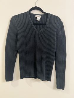 Small Black Ribbed  V-neck 100% cotton long sleeve brand Spiegel