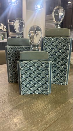 Teal Ceramic Canister Set of 3