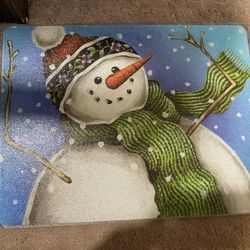Snowman Glass Cutting Board