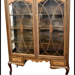 CIRCA 1920s WALNUT CHINA CABINET
