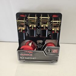 Power Torque 10 ft Light-Duty Ratchet Tie-Down Straps – 4 Pack – Cargo Securing Straps