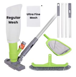 Sepetrel Deluxe Swimming Pool Cleaning Kit with Spa Jet Vacuum Cleaner,Brush, Semi-deep Skimmer Net & Adjustable 57.5-inch Pole