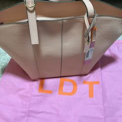 LDT Leather Satchel Bag/peachy Pink/nwt