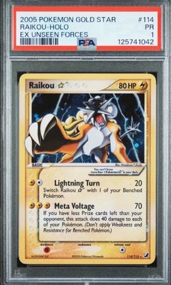 Pokemon Unseen Forces Raikou Gold Star PSA 1 (FS/FT)