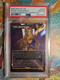 MTG Celes Rune Knight Borderless Surge Foil PSA 10 Final Fantasy