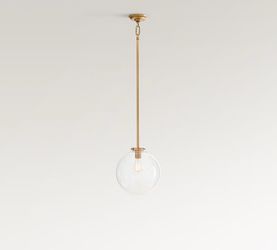 Brand New Pottery Barn Anderson Glass Globe Pendant Light - Vintage Brass