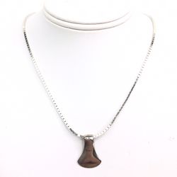 Sterling Silver Axe Head Pendant Necklace Set 