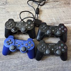 Sony Playstation 3 PS3 DualShock 3 Controller Blue OEM  (For Parts) Lot of 4