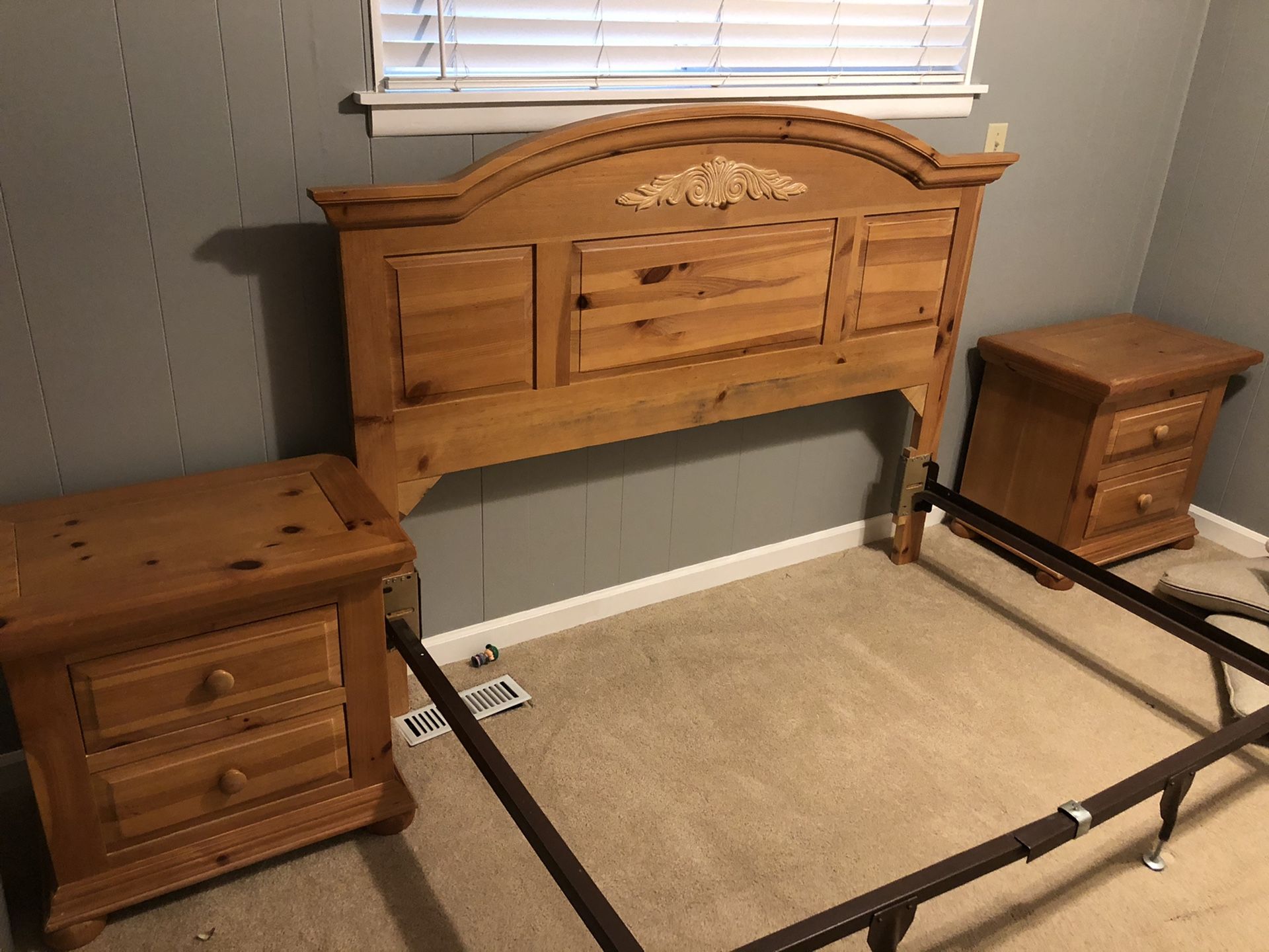 Broyhill Headboard and Footboard with matching side tables