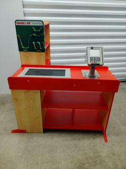Kids Wooden Grocery Store Play Checkout Counter
