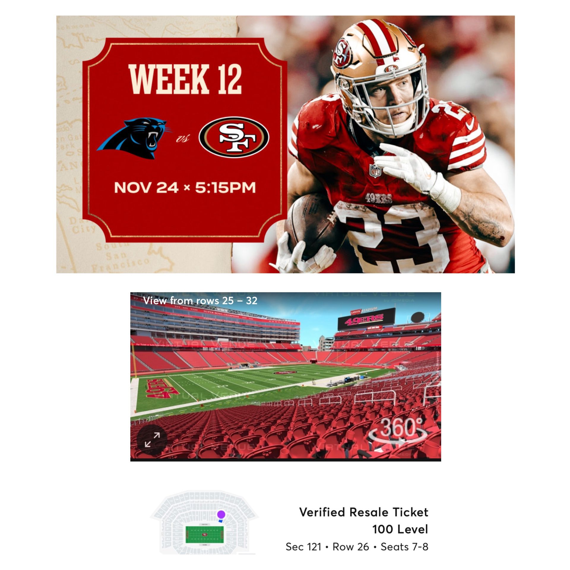 Carolina Panthers vs San Francisco 49ers Tickets - Lower Bowl