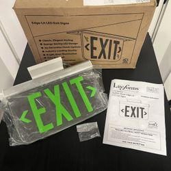 Hubbell LESCSGDNA Edge-Lit EXIT Sign Green 120-277VAC Ceiling Mount Dual Lite