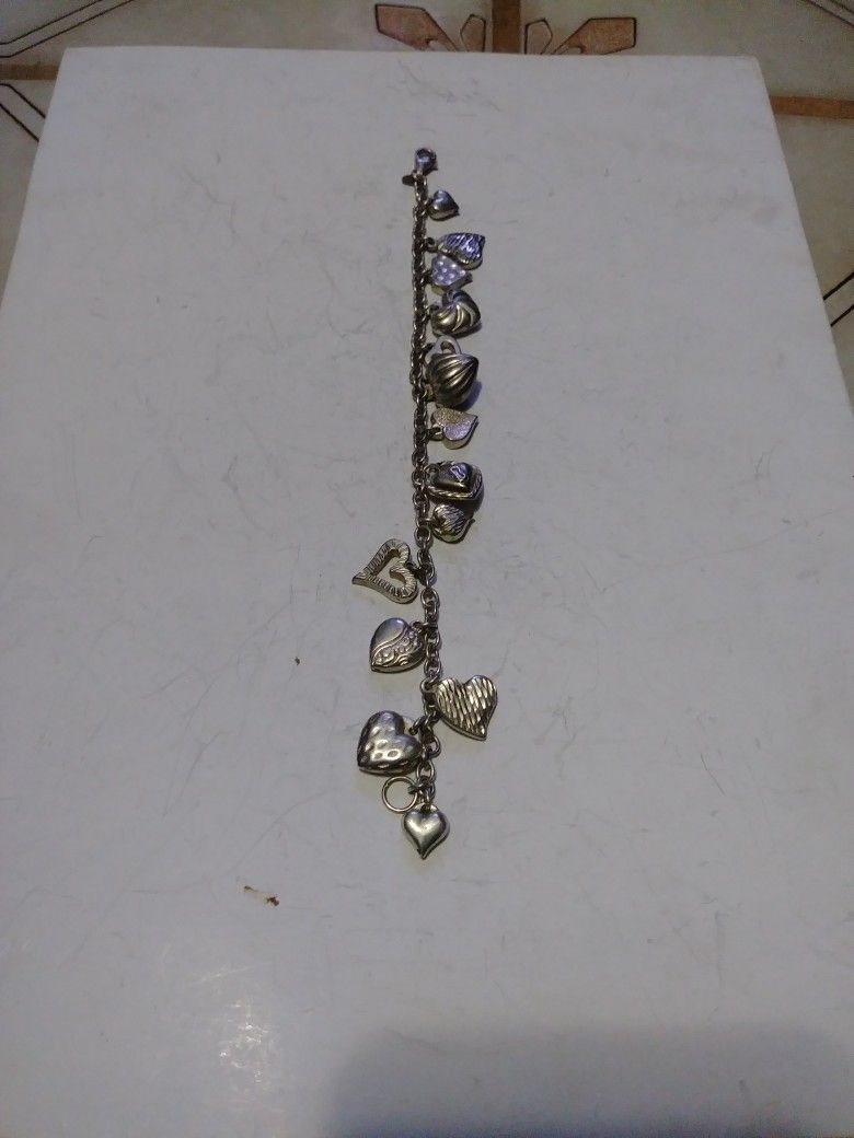 925 Sterling Silver Heart Charm Bracelet Lent Seven And A Half In,All Products : American Fashion Style Bags On Sale
