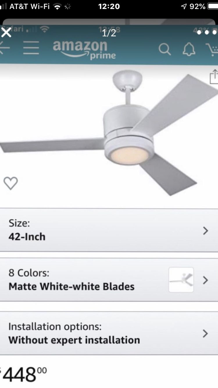 BRAND NEW MONTÉ CARLO Ceiling fan light fixture