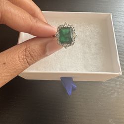 Emerald Green and Diamonds- Statement Ring 