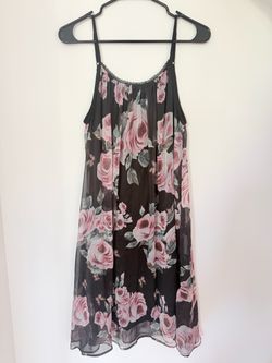 Black Floral Midi Slip Dress