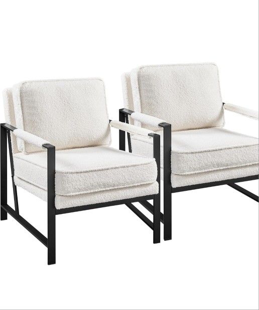 Set Of 2 Retro Leisure Accent Chair with Extra Soft Padded and Cushion