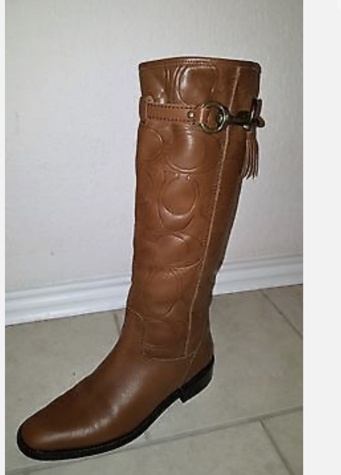 Rare EUC COACH Leather VIVICA Riding Boots BUCKLE AND TASSLE size 7 -7.5
