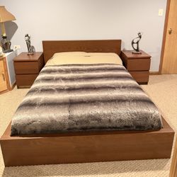 Full Size Bed Frame Including Two Nightstands