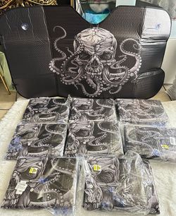 Bundle lot of 8 for $20 - Foruidea Human Skull Octopus Car Windshield Sun Shade for Car Truck S-Blocks Rays Sun Visor Protector-Keeps Your Vehicle Coo