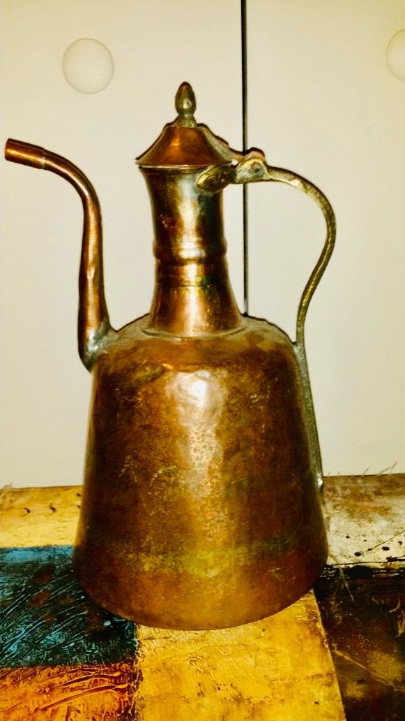 Vintage Hammered Brass large kettle teapot