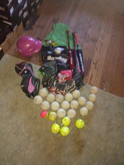 Youth's "Baseball" LOT including balls, bats, gloves, helmet, and practice SKLZ hit-a-way
