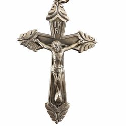 Vintage 925 Sterling Silver Crucifix Necklace INRI Large Cross Pendant 12g