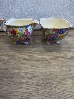 Royal Winton Grimwades Chintz Sugar Creamer Set: Vintage England Tea Set