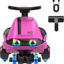 N10 - Classic electric car with pedal, rechargeable battery type C, removable mop with a single click, GlideWiz, anti-tipping, flashing wheels, Blueto